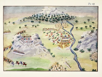Battles between Turks and Greeks at Karpenisi and Kaliakouda (plate 12) from Pictorial History of the Greek War of Independence by General Makryjannis
