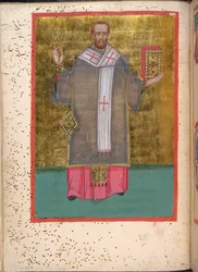 Miniature of a Standing John Chrysostom Holding a Book, from Leitourgikon