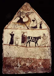 Gaudo Necropolis, Lucanian fresco tomb painting, 340 BC