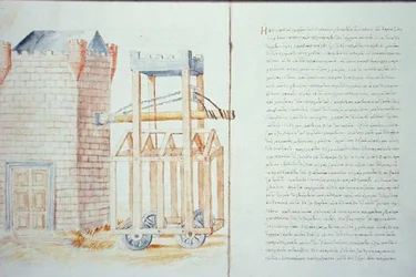 Ms Hunter 220 f.4v, 5r Battering ram, from 