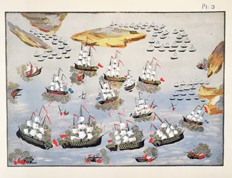 Overview of Naval Battles during the War (plate 3) from Pictorial History of the Greek War of Independence by General Makryjannis