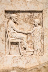 Funeral Stele: Young Girl and Her Father with a Dog
