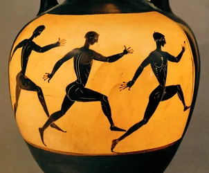 Three participants in a footrace at the Panathenaic Games, 6th century BC