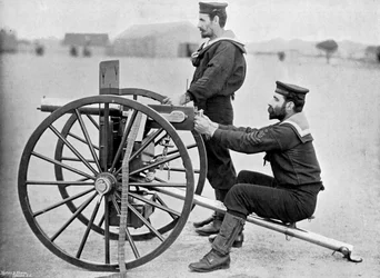 Royal Navy Maxim Gun Practice at Whale Island, Portsmouth, Hampshire