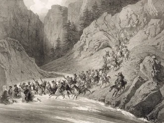 Circassians on a Raid near the Black Sea, plate 4, from a book on the Caucasus, engraved by Eugene Ciceri (1813-90) and Adolphe Jean-Baptiste Bayot (1810-66), published by Alfred Leon Lemercier, P