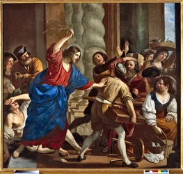 Christ Driving the Money Lenders from the Temple. Painting by Giovanni Francesco Barbieri dit Il Guercino