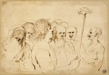 Group of Figures, with Owl on a Pole
