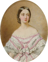 Portrait of Françoise, Duchess of Chartres (1844-1925) in White Dress and Shawl with Pink Ruffles