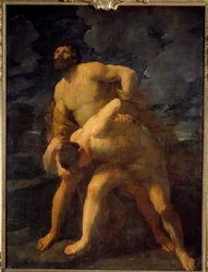 Hercules struggling with Achelous. Painting by Guido Reni