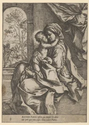 The Virgin seated with the Christ Child on her lap embracing her, Joseph seen through, ca. 1600-1613