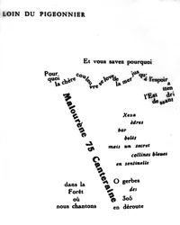 Calligram by Guillaume Apollinaire (1880-1918): “Far from the pigeonnier”