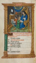 Printed Book of Hours (Use of Rome): fol. 3v, February calendar illustration