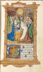 Printed Book of Hours (Use of Rome): fol. 58r, Pentecost