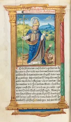 Printed Book of Hours Use of Rome: fol. 105v, St. Claude as Bishop, 1510