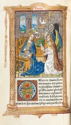 Printed Book of Hours Use of Rome: fol. 60v, The Annunciation, 1510