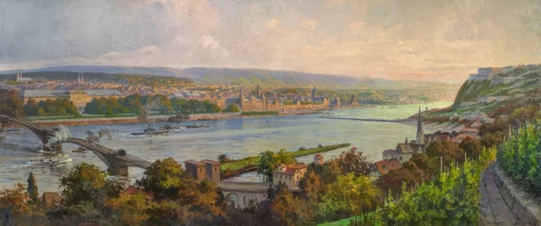 View from the Vineyards at Asterstein over the Rhine to Koblenz