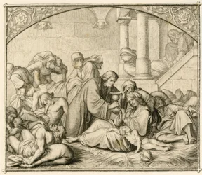 Luther with pest sick persons in Wittenberg