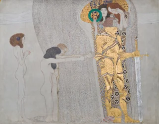 Beethoven Frieze: The Sufferings of Weak Humanity and The Well-Armed Strong - Panel 3, Left Long Wall
