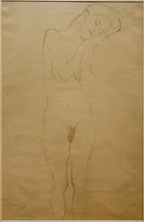 Female Nude from the Front with Hands on Cheeks