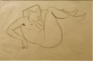 Crouching Female Nude with Drawn-Up Thighs (Study)