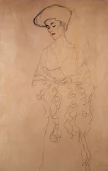 With a Slight Turn to the Left, Drawing by Gustave Klimt