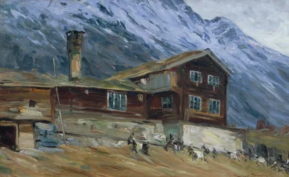 Mountain Farm in Snow Landscape