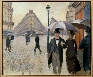 A Street of Paris in Rainy Weather (Place de l