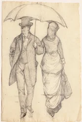Man and Woman Under an Umbrella