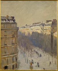 Snow on Boulevard Haussmann, Paris
