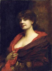 An Elegant Lady with a Red Shawl
