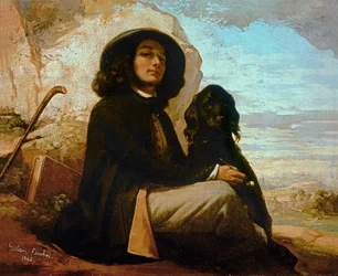Courbet, self-portrait with black dog