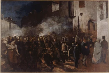 Firefighters Running to a Fire, between 1850 and 1851