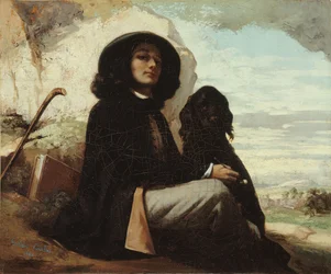 Self-Portrait with a Black Dog
