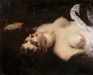 Study for the woman with the parrot. The model could be Joanna Hiffernan, called Jo - painting by Gustave Courbet (1819-1877)
