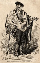 A peasant from the Cordoba region. Sketch taken on the live by Gustave Dore (1832-1883). Engraving to illustrate the voyage in Spain, in 1862 by Charles Davillier and Gustave Dore, in Le tour du monde, nouveau journal des voyages published under the direc