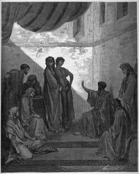 Baptism of Cornelius the Centurion - Cornelius the Centurion receives the faith of Jesus Christ, and is baptized by St. Peter. - Engraving in 