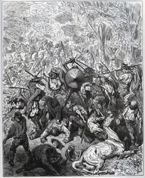 Battle with mule-makers - The Yangois used their clubs - from 