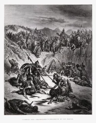 Combat Soldiers of Ish-bosheth and David, Illustration from the Dore Bible