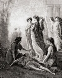 Daphnis et Alcimadure, from a late 19th century edition of Fables de La Fontaine