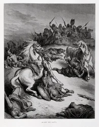 Death of King Saul of Israel, Illustration from the Dore Bible