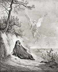 Elijah Nourished by an Angel. After a Work from The Bible by Gustave Dore. From Life and Reminiscences of Gustave Dore, Published 1885.