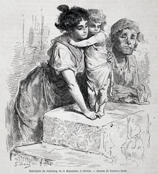Family of the faubourg of Macarena in Seville - drawn by Gustave Doré, in 
