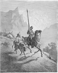 Illustration to the book Don Quixote de la Mancha by M. de Cervantes, 1863