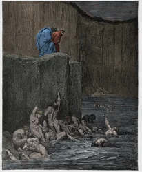 Inferno, Canto 18: Paramours and flatterers in the eighth circle, illustration from "The Divine Comedy" by Dante Alighieri, 1885