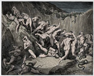 Inferno, Canto 24: The Thieves Tormented by Serpents, Illustration from "The Divine Comedy" by Dante Alighieri