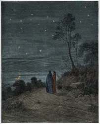 Inferno, Canto 2: The darkening sky of the first night (illustration from The Divine Comedy by Dante Alighieri)