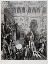 King Solomon receives the queen of Sheba, Illustration from the Dore Bible