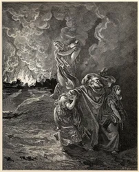 Lot and His Daughters Fleeing Sodom