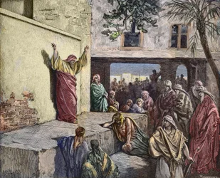 Micah the Moreshite prophet preaching to the Israelites, engraving by Gustave Dore