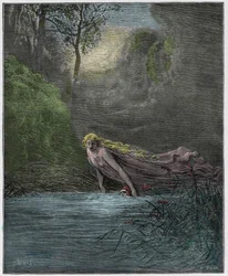 Purgatorio, Canto 31: Dante submerged in the River Lethe, illustration from "The Divine Comedy" by Dante Alighieri, 1885